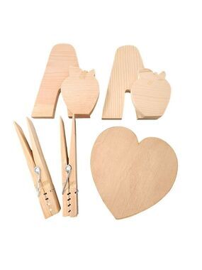 Wood cutouts lot unfinished crafting teacher office clothespin apple heart box